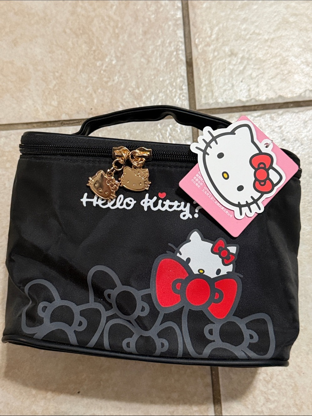 Hello Kitty Black and Red Kids Accessory Bag with Gold Charm